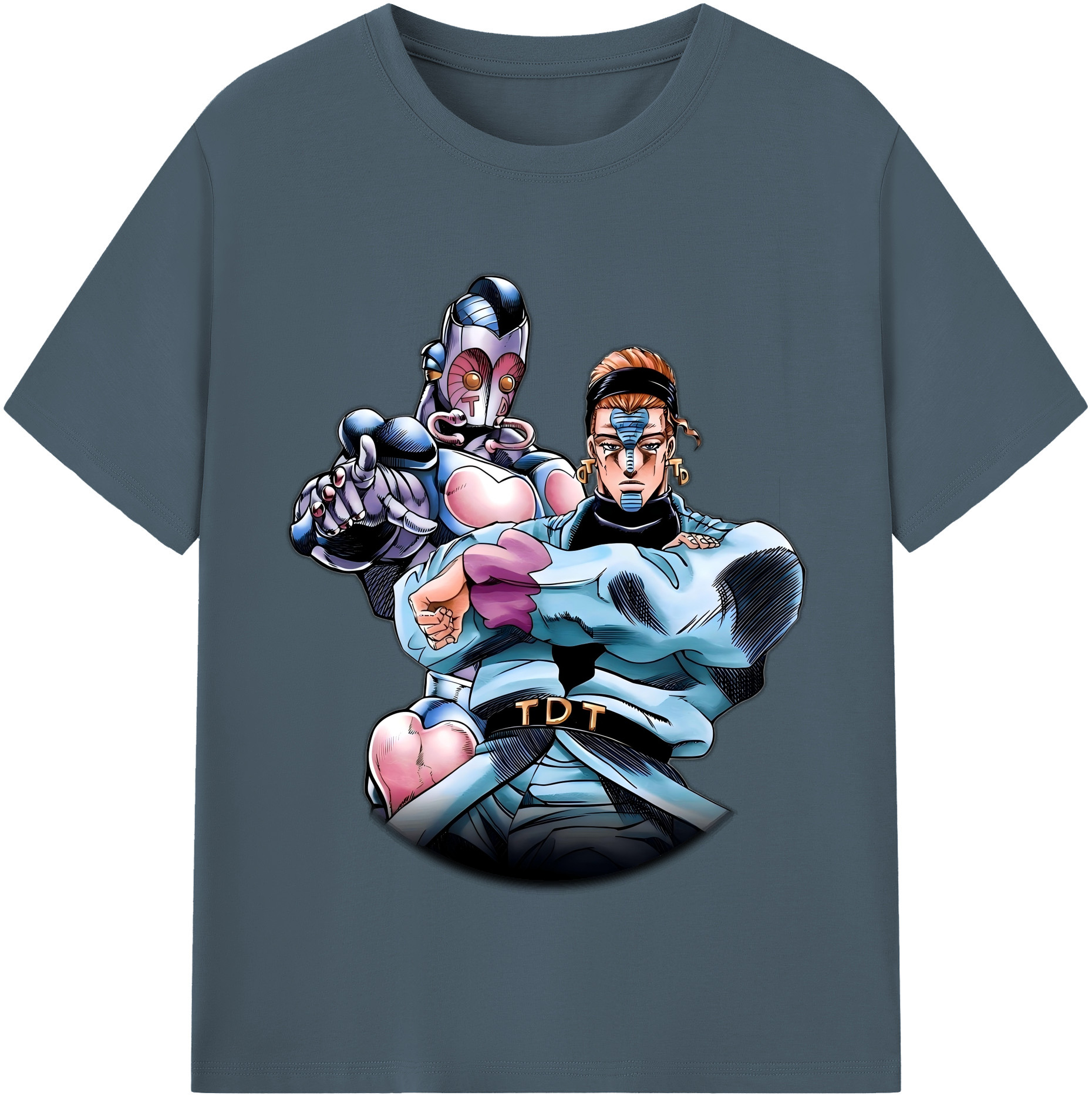 （画像用） ジョジョの奇妙な冒険 ひがしかた じょうすけ JoJo's Bizarre Adventure Higashikata Josuke 綿100％半袖Tシャツ（フロントプリント）